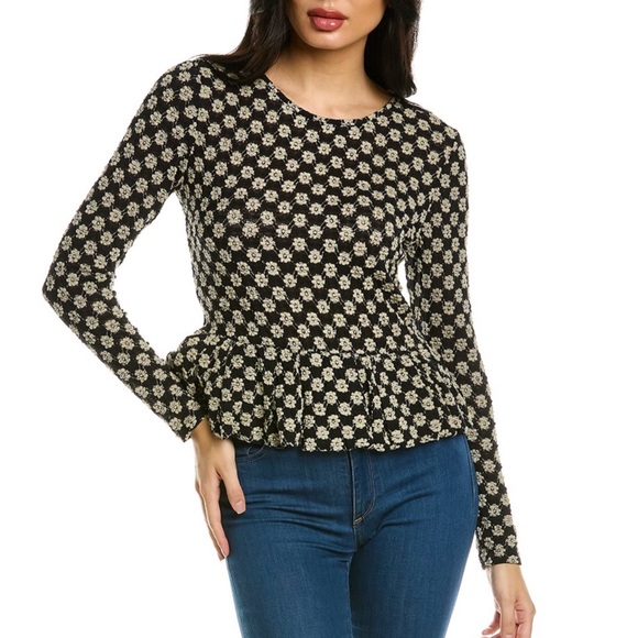 REBECCA TAYLOR Boho Floral Lace-Detail Peplum Top M - Picture 5 of 5